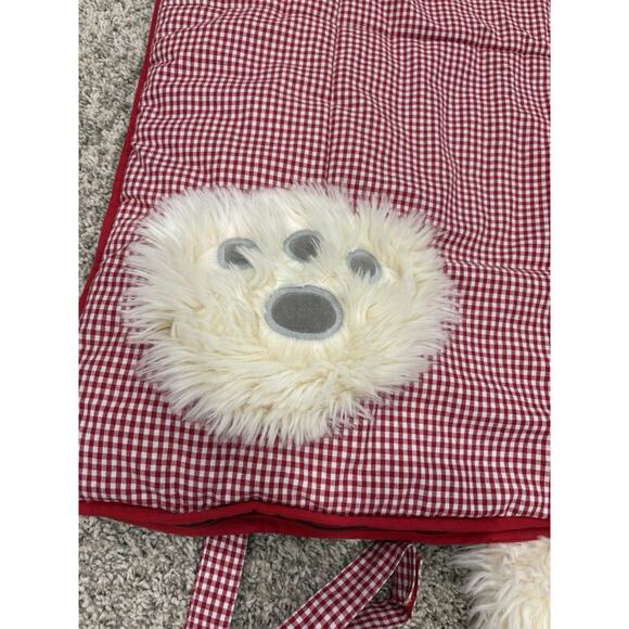 Pottery Barn Kids Shaggy Dog PUPPY SLEEPING BAG Red Gingham “HAZEL” Monogram - Picture 7 of 16